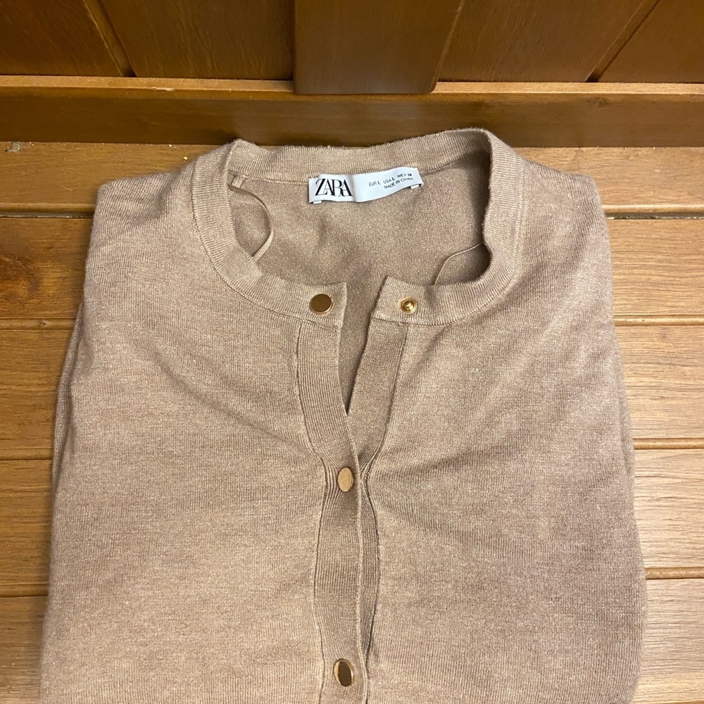 Zara Brown Snap Cardigan